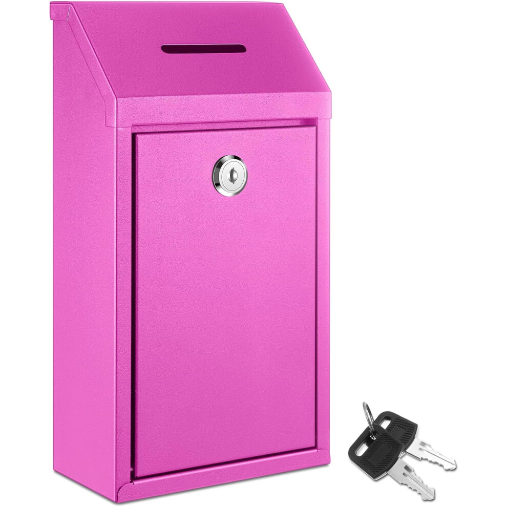 Metal Donation Cash Box Collection Safe Suggestion Box With Lock Wall Mounted Mailbox Delivery Ballot Container For Home Office Outdoor Door 9149926093848