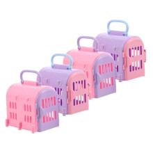 4pcs Dollhouse Miniature Pet Travel Carrier Tiny Animal Travel Box for Small Dogs and Cats Dolls Realistic Pretend Play Pet Travel Cage Color
