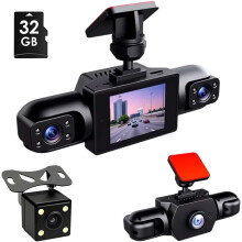360-Dual-Objektiv-Dashcam mit 1080P-Front-/Rückkamera, Nachtsicht, G-Sensor, Parküberwachung, Loop-Aufnahme und 32-GB-SD-Karte