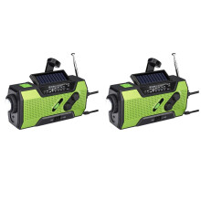 2X Emergency Weather Radio Hand Crank Portable Solar Charging with AM/FM/NOAA LED Flashlight SOS Alert 2000mah