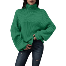 Truien met lange mouwen voor dames, casual pullovers voor de herfst, losvallende modellen, modieuze truien met hoge hals, gebreide tops voor dames,