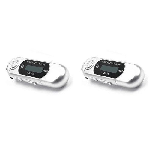 2X  MP3 Player USB 2.0 Small Flash Drive Multilanguage LCD Music Player with 3.5mm Audio Jack Automatic Shutdown(A)