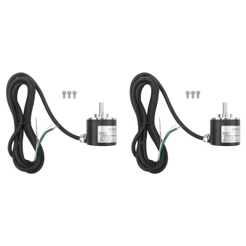 2X Rotary Incremental Encoder 38S6G5-B-G24N AB 2-Phase Connection 50P/R 5-24V Solid Shaft  Open Collector NPN Output