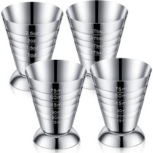 4 Pcs Stainless Steel Measuring Cup Cocktail Drinking Measuring Jigger 2.5 oz Cocktail Stepped Graduated Jigger for Bartender Bar