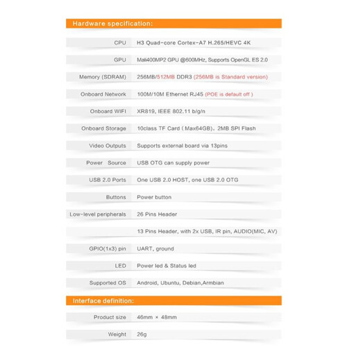 5X for Orange Pi Zero LTS 512MB H3 Quad-Core,Open-Source Single Board Computer, Run Android 4.4, Ubuntu, Debian Image 2