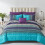 Σετ παπλωμάτων Queen-Size Boho 8 τεμαχίων – Πάπλωμα & Σεντόνια με Λουλούδια Aqua Paisley, 1