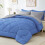 Ensemble de couette 7 pièces pour lit queen, bleu royal et gris clair 1