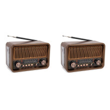 2X Portable FM AM SW Radio Vintage Radio Wireless Speaker with LED Flashlight Support TF Card U Disk AUX