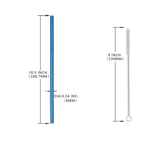 4er-Pack Edelstahl-Trinkhalme, 26,7 cm, blau 2