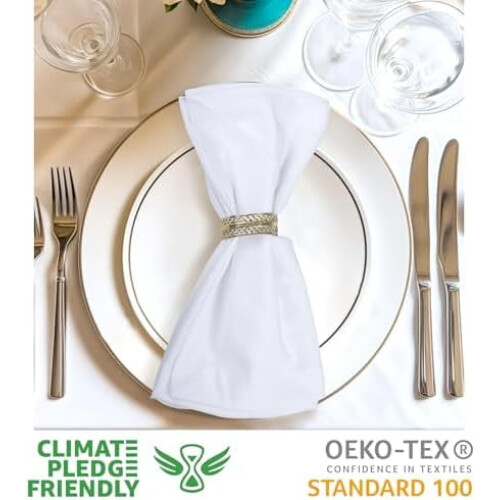 Σετ 12 Λευκών Βαμβακερών Χαρτοπετσετών (18x18"), Απορροφητικές, Πλενόμενες, 2