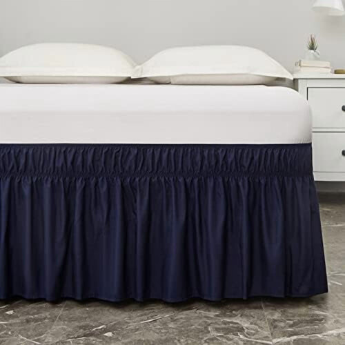 Elastic Wrap-Around Bed Skirt, Microfiber Ruffled, 16" 2