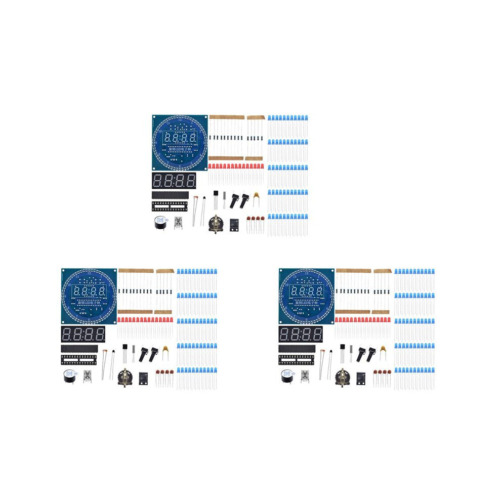 3X Electronic Digital Clock Kit C51 Microcontroller Learning Board Ds1302 Rotating Led Module Diy Production Parts 6033408980555