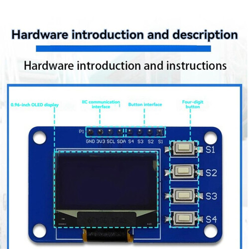2X Modulo Display OLED da 0,96 Pollici 12864 Modulo Schermo con Matrice e Tastiere A 4 Tasti IIC 2
