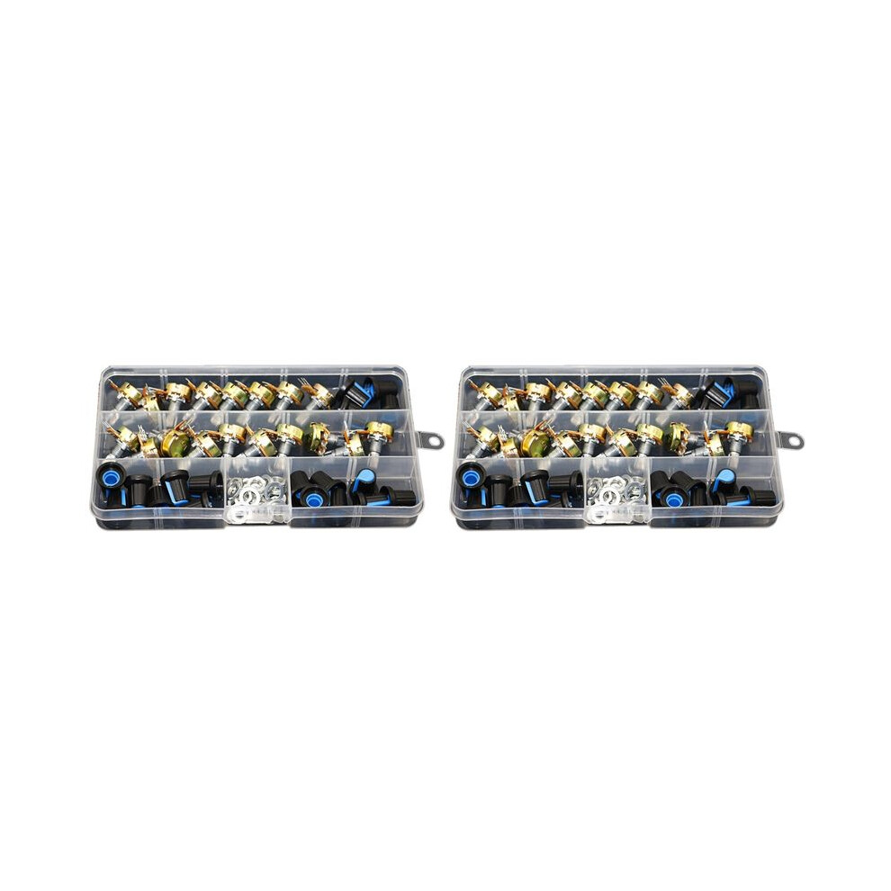 36Pcs Wh148 Single Potentiometer Kit B1k/5K/10K/20K/50K/100K/500K/1M With Knobs Single Potentiometer Set Shaft Nuts 6134220625652