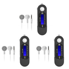 3X MP3-Player mit Kopfhörer 8 GB, Tragbarer Musik-MP3-USB-Player mit LCD-Bildschirm, FM-Radio zum Gehen, Laufen (Schwarz)