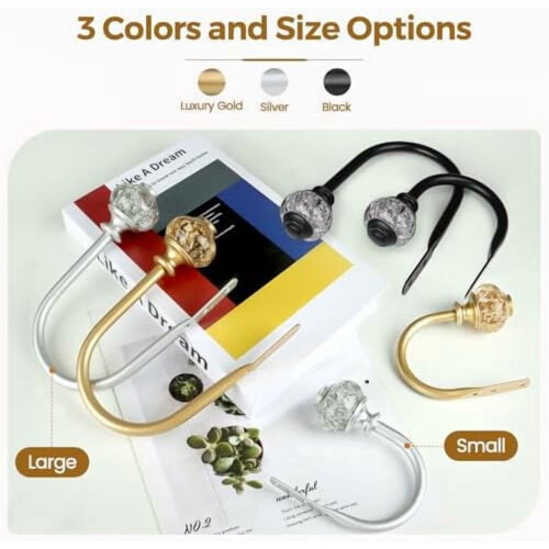 Σετ 2 ασημένιων στηρίξεων κουρτινών με ημιδιαφανή τελειώματα (6,1" x 4,1"), 2
