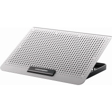 Laptop-Kühlpad aus Aluminium, Kühlständer mit 7-facher Höhenverstellung, Lüfterpad für 12-15,6-Zoll-Notebooks mit zwei USB-Anschlüssen (Silber)