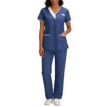 Women's Medical Scrubs Set: V-Neck Mock Wrap Top & Cargo Pants, 4-Way Stretch, S–3X, compatible with healthcare uniforms
