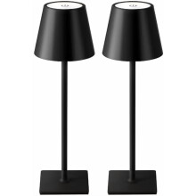 Confezione da 2 lampade da scrivania a LED senza fili, corpo in metallo, 3 colori dimmerabili.
