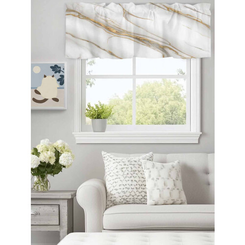 Gray Gradient Marble Valance with Gold Stripe 60x18in