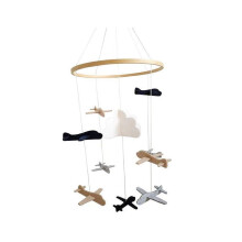 Wind Chimes,Adorable Felt Wind Chime Crib Mobile,Safe Non-Irritating Fabric Handcrafted Long-lasting Details Mobile for Crib,Airplane,7.8*7.8In