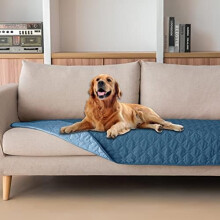 Double-Sided Waterproof Dog Bed Cover, Reversible Sofa Protector for Pets (30x70", Dark/Light Blue), Compatible with Pet Beds