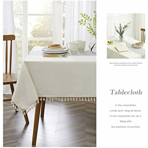 Cotton-Linen Tablecloth 55 x 102 in Blue 2