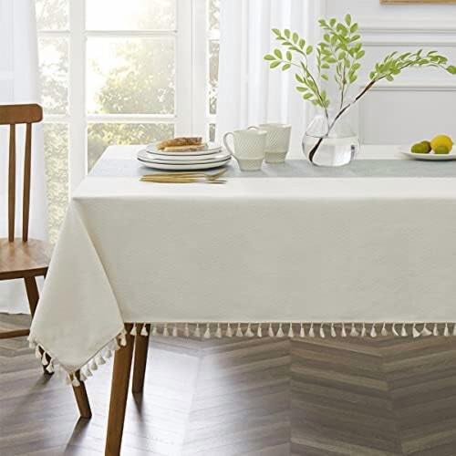 Cotton-Linen Tablecloth 55 x 102 in Blue 1