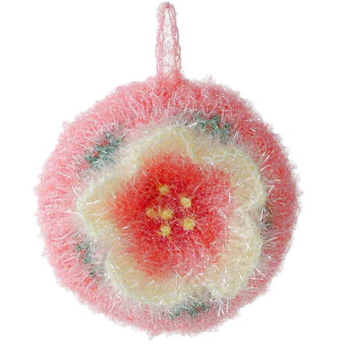Rosa blomsteroppvaskhåndkle – akrylpolyester, 13x13 cm 2