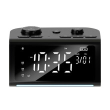 Multifunctionele Witte Ruis Slaapinstrument  Wekker Luidspreker FM Wake- Kleurrijke Nachtlamp Zwart