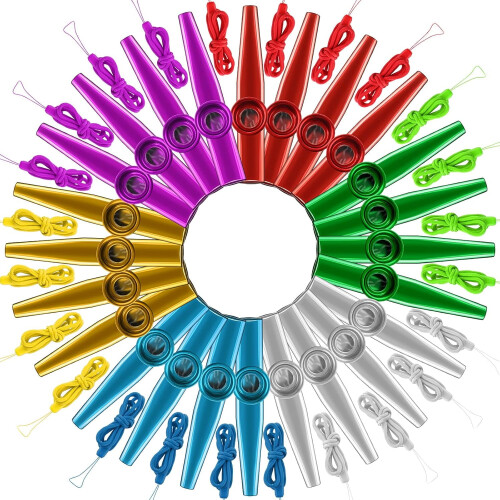 Set di kazoo in metallo con cordini, 12 pezzi