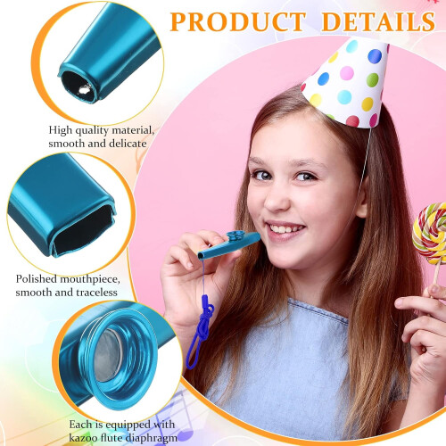 Set di kazoo in metallo con cordini, 12 pezzi 2