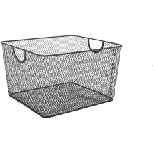Ybm Home Wire Mesh Open Bin Shelf Organizer, Black, 10"x9"x6", for Kitchen, Pantry, Fruits, Vegetables, Toys – Compatible with Standard Shelves