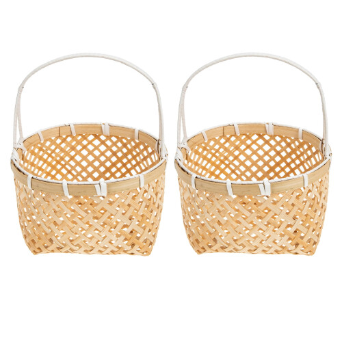 Set di 2 cestini in bambù intrecciato 2