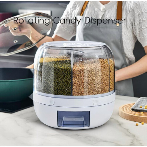 6-Compartment Rotating Cereal Dispenser with Airtight Lid 2