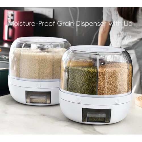 6-Compartment Rotating Cereal Dispenser with Airtight Lid 1