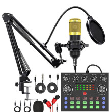 V8S Live-Ljudkort, Podcastutrustningspaket, med Mikrofonset, Musik/Inspelning Av Livestreaming för DJ-Diskoenhet