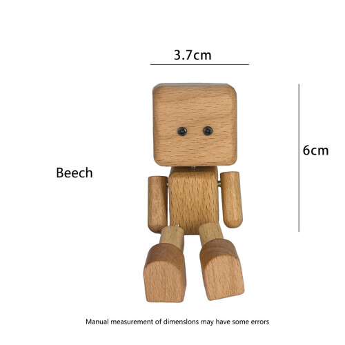 Wooden Bobblehead Man Desktop Ornament 1 piece 2