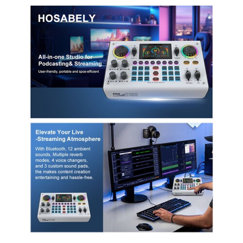 C100pro Dual Channel Multi-Function External Live Sound Card Anchor Game Karaoke for PC Streaming Media Game  B 2