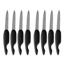 8 Pcs Nail File,Double-Sided and Rust-Resistant Stainless Steel Metal Nail File,Ergonomic and Non-Slip Grip Nail Buffer,Black