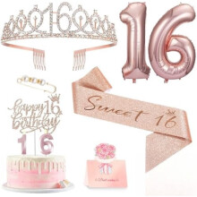 Σετ διακοσμητικών πάρτι Sweet16 σε ροζ χρυσό