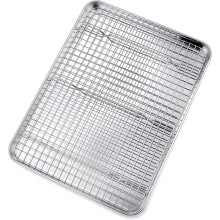 16" Stainless Steel Baking Sheet + Cooling Rack Set (16x12x1"), Heavy-Duty Jelly Roll & Bacon Rack, Compatible with Standard Ovens