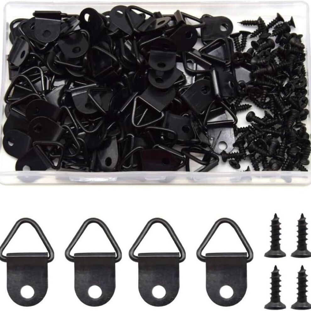 100Pcs Single Hole Hangers Convenient Triangles D Rings With Screws Easy To Install And Remove Picture Hangings Hook 9426043838294