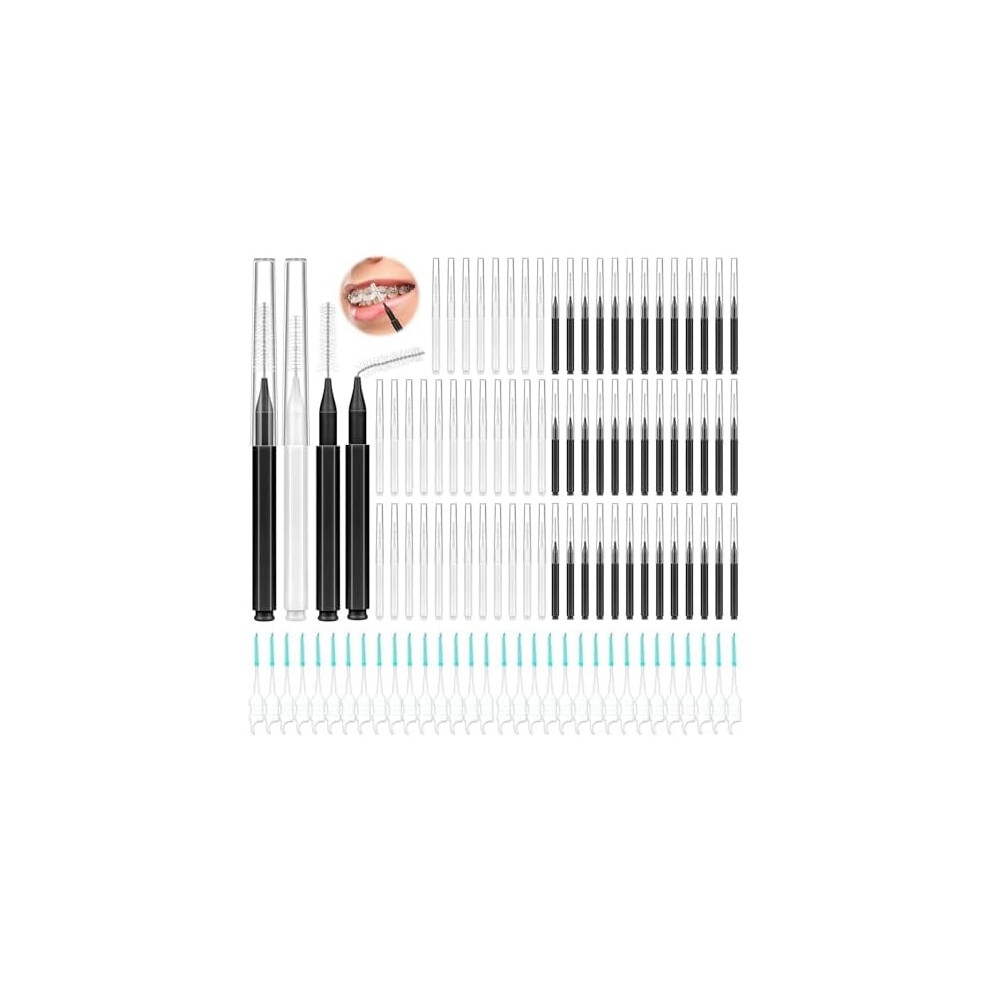 White/Black 300Pcs Interdental Brushes For Braces Â Soft, Bendable Orthodontic Cleaner Brushes & Teeth Flossers ()