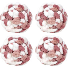 4 Balls Pom Bomb Yarn,100% Polyester Pomp-A-Doodle Jelly Bean POM-POM Ball Yarn for Crochet Knitting Blanket Mat Pet Nest 500g