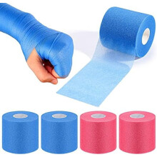 4 Pcs Pre-Wrap Athletic Foam Tape (120 Yds) for Hair, Ankles, Wrists – Red & Blue – Compatible with All Sports Wraps