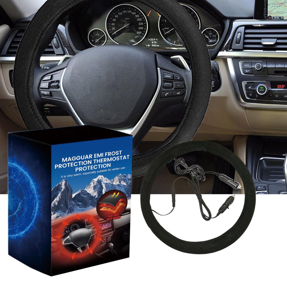 Heated Steering Wheel Cover 12V Universal 38Cm Fast Heating Anti-Slip Grip For Winter Driving Comfort 9426043875534