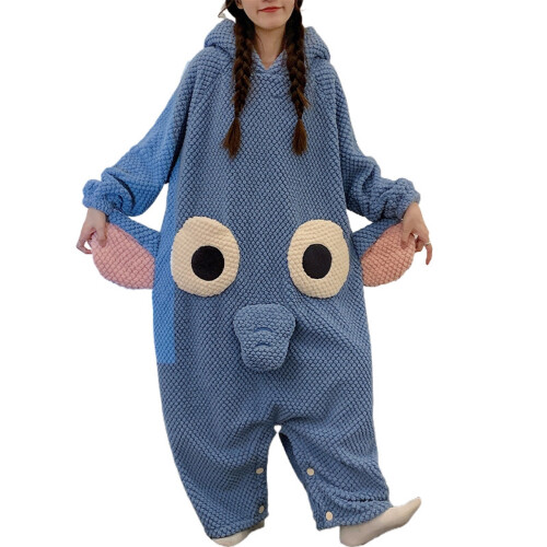 Γυναικεία πιτζάμα Elephant Onesie – Φανελένια πιτζάμα με κουκούλα, ζεστή φλις πιτζάμα,