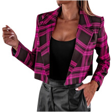 Women's Blazer Jacket Long Sleeve Solid Color Notch Lapel Outwear, Casual Business Attire Cardigan Short Jacket