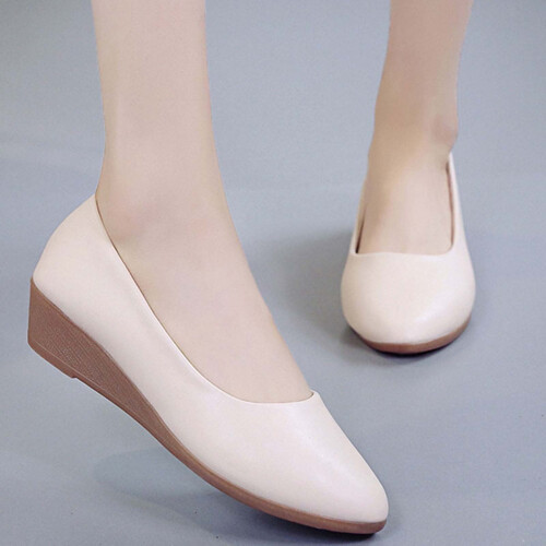 Γυναικεία παπούτσια Micro Wedges με μυτερή μύτη, μονόχρωμα, άνετα, άνετα, πλατφόρμες7(39) 2